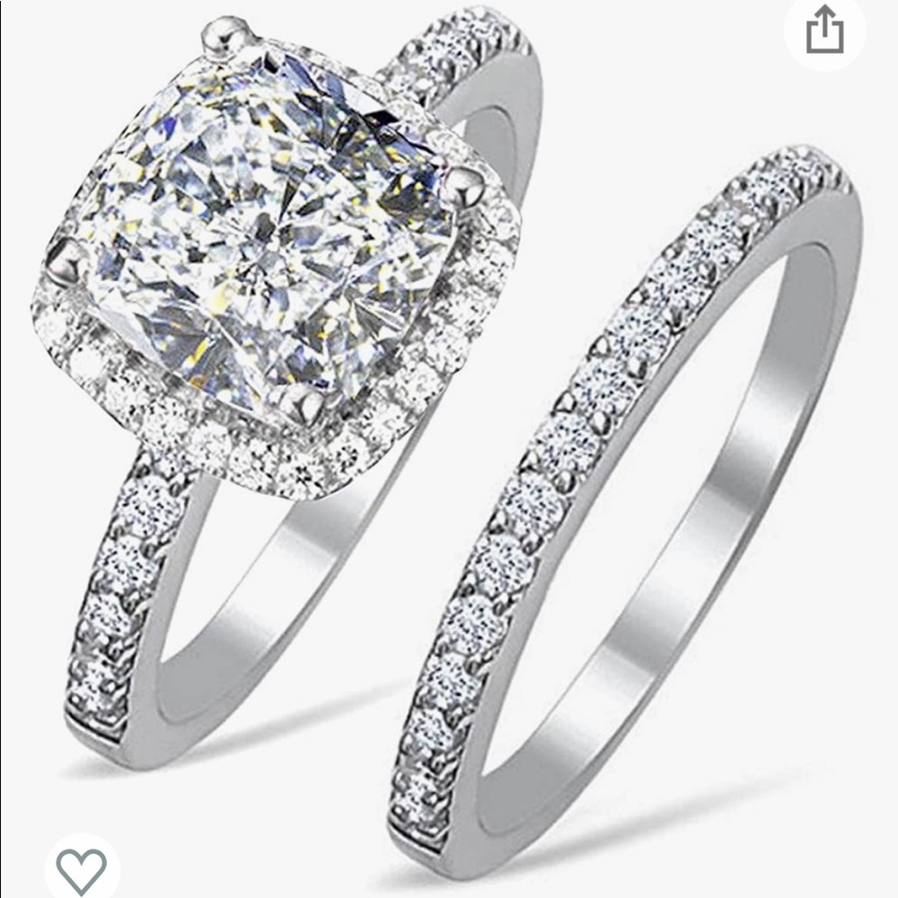 2.0 Carat Cushion Cut Halo Simulated Diamond Ring